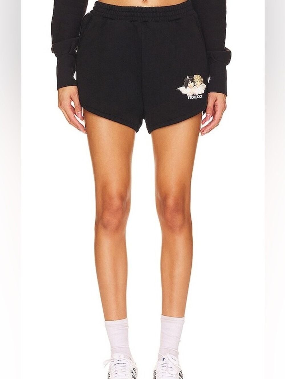 Fiorucci Black Angel Cherub Graphic Fleece Sweat Shorts Size M